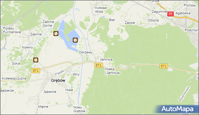 mapa Jamnica gmina Grębów, Jamnica gmina Grębów na mapie Targeo