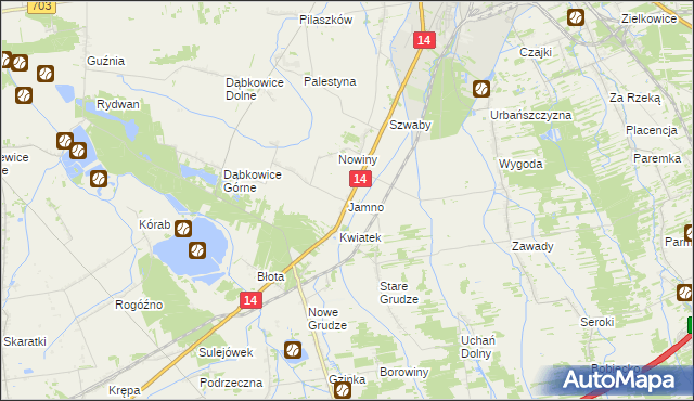 mapa Jamno gmina Łowicz, Jamno gmina Łowicz na mapie Targeo