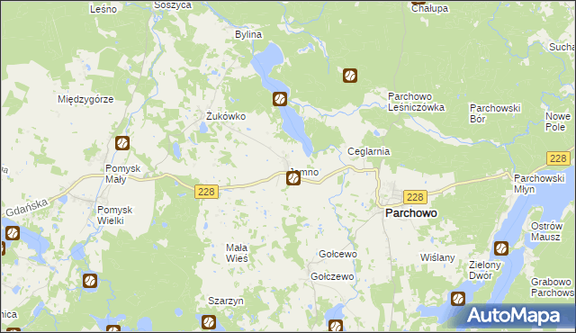 mapa Jamno gmina Parchowo, Jamno gmina Parchowo na mapie Targeo