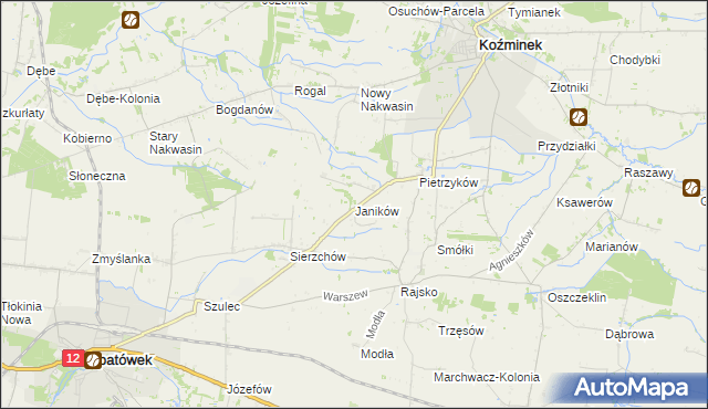 mapa Janików gmina Opatówek, Janików gmina Opatówek na mapie Targeo