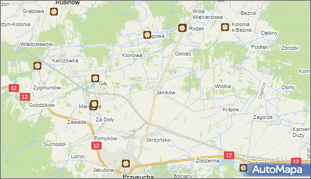 mapa Janików gmina Przysucha, Janików gmina Przysucha na mapie Targeo