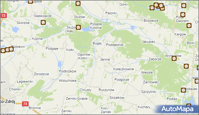 mapa Janina gmina Busko-Zdrój, Janina gmina Busko-Zdrój na mapie Targeo