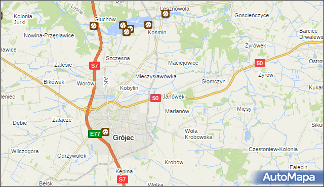 mapa Janówek gmina Grójec, Janówek gmina Grójec na mapie Targeo