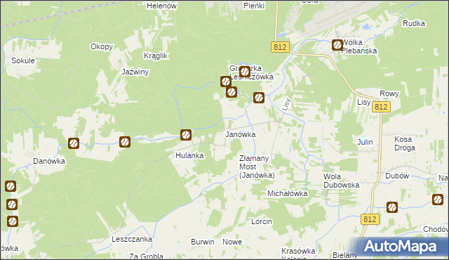 mapa Janówka gmina Biała Podlaska, Janówka gmina Biała Podlaska na mapie Targeo