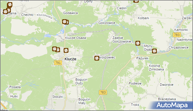 mapa Jaroszowiec, Jaroszowiec na mapie Targeo