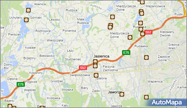 mapa Jasienica powiat bielski, Jasienica powiat bielski na mapie Targeo