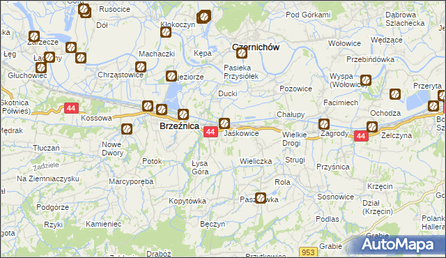 mapa Jaśkowice gmina Skawina, Jaśkowice gmina Skawina na mapie Targeo