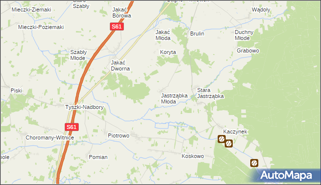 mapa Jastrząbka Młoda, Jastrząbka Młoda na mapie Targeo
