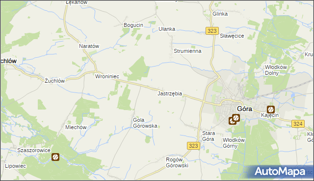 mapa Jastrzębia gmina Góra, Jastrzębia gmina Góra na mapie Targeo