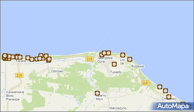 mapa Jastrzębia Góra, Jastrzębia Góra na mapie Targeo