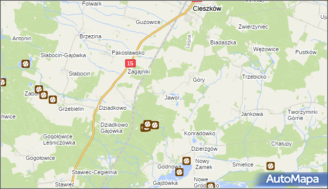 mapa Jawor gmina Cieszków, Jawor gmina Cieszków na mapie Targeo