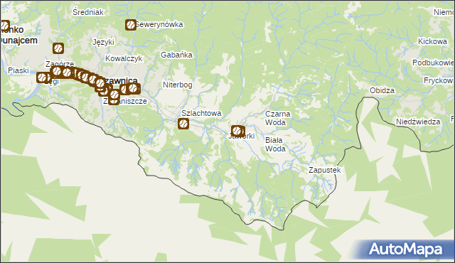 mapa Jaworki gmina Szczawnica, Jaworki gmina Szczawnica na mapie Targeo