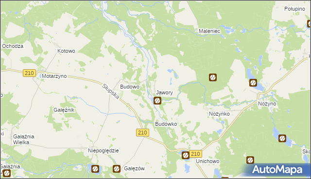 mapa Jawory gmina Dębnica Kaszubska, Jawory gmina Dębnica Kaszubska na mapie Targeo