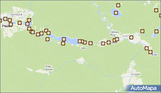 mapa Jazy gmina Płaska, Jazy gmina Płaska na mapie Targeo