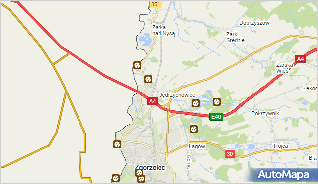 mapa Jędrzychowice gmina Zgorzelec, Jędrzychowice gmina Zgorzelec na mapie Targeo