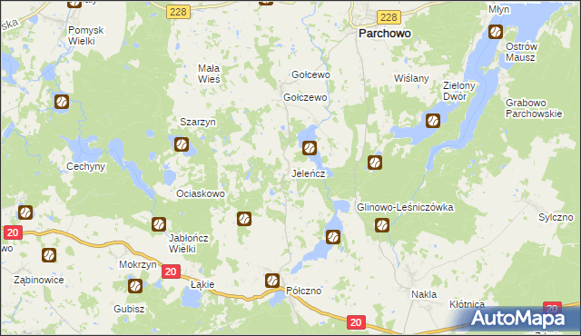 mapa Jeleńcz gmina Parchowo, Jeleńcz gmina Parchowo na mapie Targeo