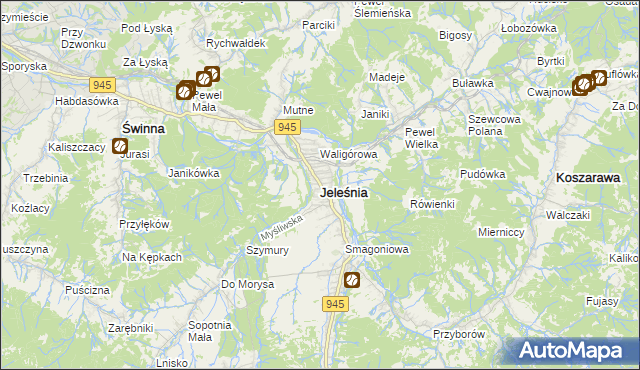 mapa Jeleśnia, Jeleśnia na mapie Targeo