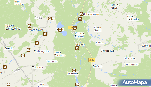 mapa Jelonek gmina Rakoniewice, Jelonek gmina Rakoniewice na mapie Targeo