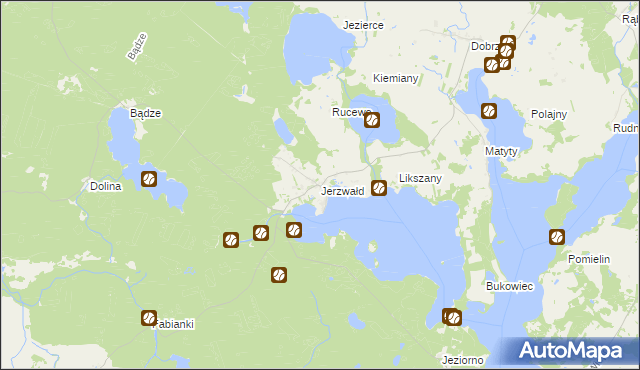 mapa Jerzwałd, Jerzwałd na mapie Targeo