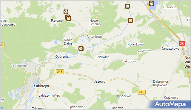 mapa Jeżewice gmina Łabiszyn, Jeżewice gmina Łabiszyn na mapie Targeo