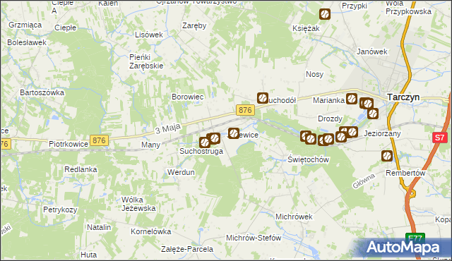 mapa Jeżewice gmina Tarczyn, Jeżewice gmina Tarczyn na mapie Targeo