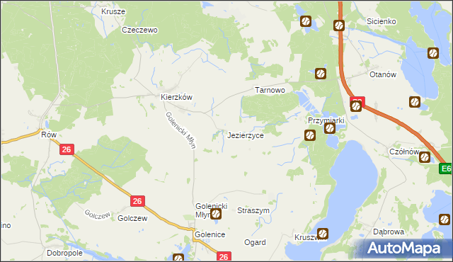 mapa Jezierzyce gmina Myślibórz, Jezierzyce gmina Myślibórz na mapie Targeo