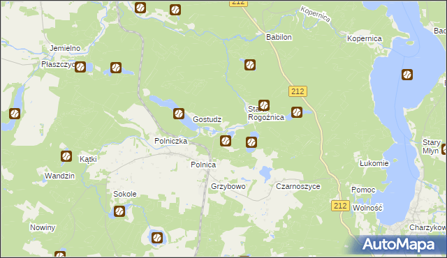 mapa Jeziorno gmina Człuchów, Jeziorno gmina Człuchów na mapie Targeo