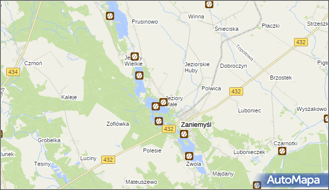 mapa Jeziory Małe, Jeziory Małe na mapie Targeo