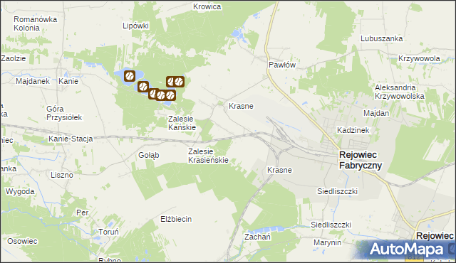 mapa Józefin gmina Rejowiec Fabryczny, Józefin gmina Rejowiec Fabryczny na mapie Targeo