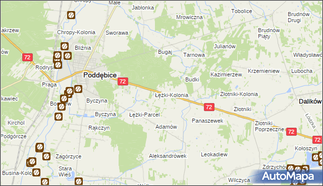 mapa Józefka gmina Poddębice, Józefka gmina Poddębice na mapie Targeo