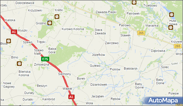 mapa Józefków gmina Gostynin, Józefków gmina Gostynin na mapie Targeo