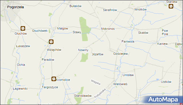 mapa Józefów gmina Koźmin Wielkopolski, Józefów gmina Koźmin Wielkopolski na mapie Targeo