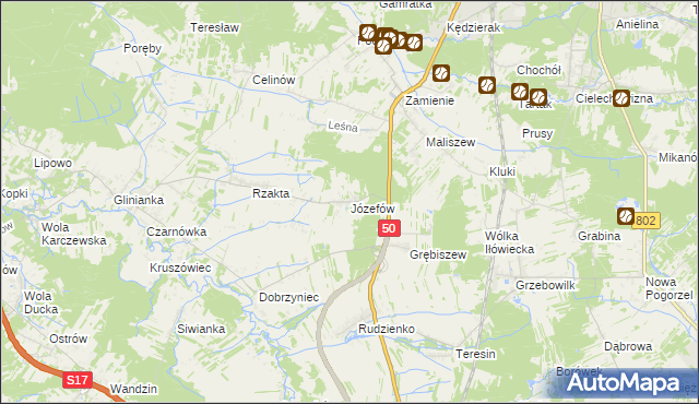 mapa Józefów gmina Mińsk Mazowiecki, Józefów gmina Mińsk Mazowiecki na mapie Targeo