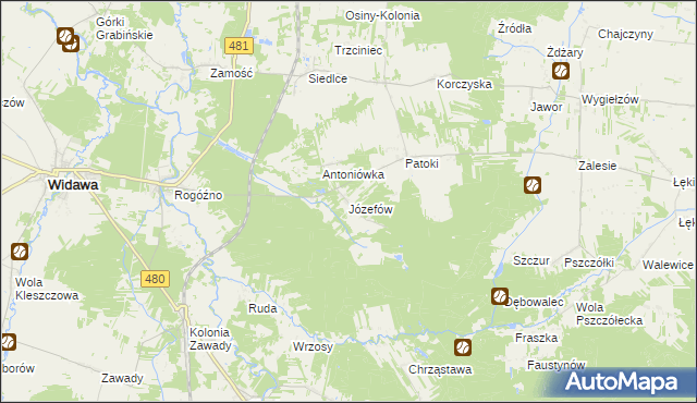 mapa Józefów Widawski, Józefów Widawski na mapie Targeo