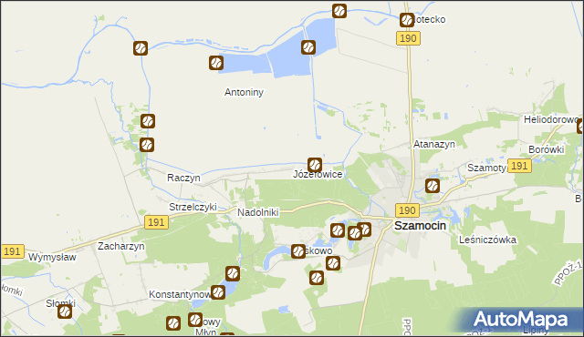 mapa Józefowice gmina Szamocin, Józefowice gmina Szamocin na mapie Targeo