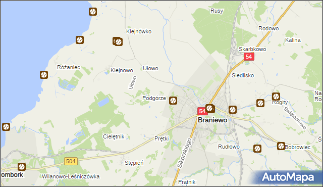 mapa Józefowo gmina Braniewo, Józefowo gmina Braniewo na mapie Targeo