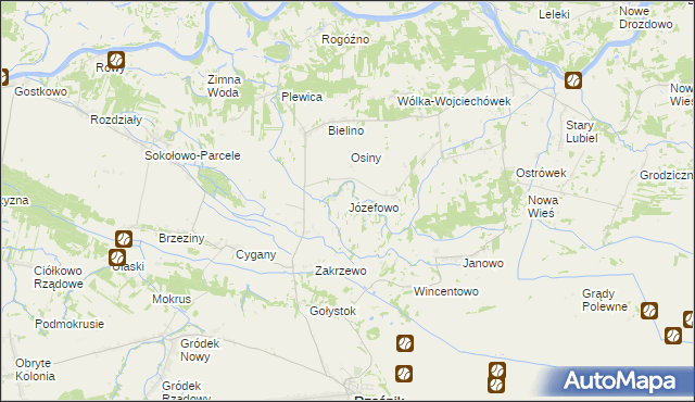 mapa Józefowo gmina Rząśnik, Józefowo gmina Rząśnik na mapie Targeo