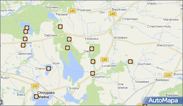 mapa Józefowo gmina Wronki, Józefowo gmina Wronki na mapie Targeo