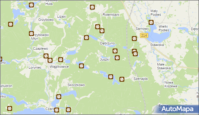 mapa Juszki, Juszki na mapie Targeo