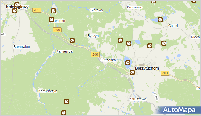 mapa Jutrzenka gmina Borzytuchom, Jutrzenka gmina Borzytuchom na mapie Targeo