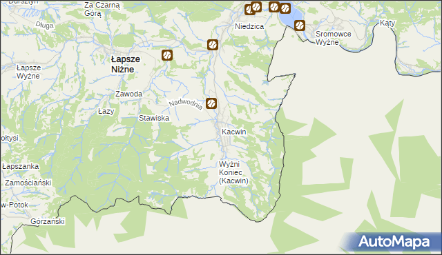 mapa Kacwin, Kacwin na mapie Targeo