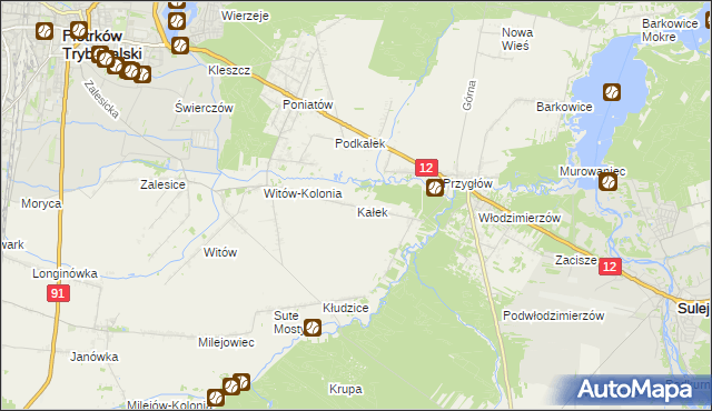 mapa Kałek gmina Sulejów, Kałek gmina Sulejów na mapie Targeo