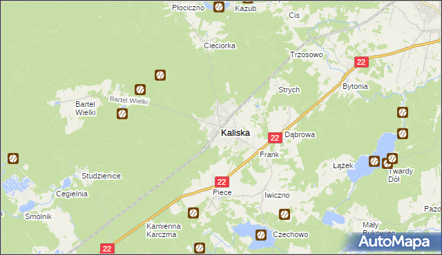 mapa Kaliska powiat starogardzki, Kaliska powiat starogardzki na mapie Targeo