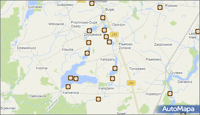 mapa Kaliszany gmina Wągrowiec, Kaliszany gmina Wągrowiec na mapie Targeo