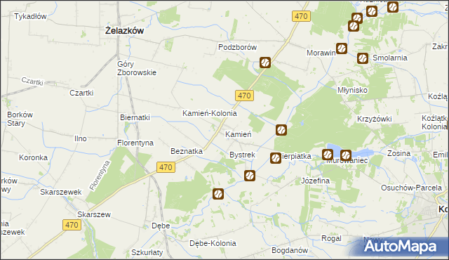 mapa Kamień gmina Ceków-Kolonia, Kamień gmina Ceków-Kolonia na mapie Targeo