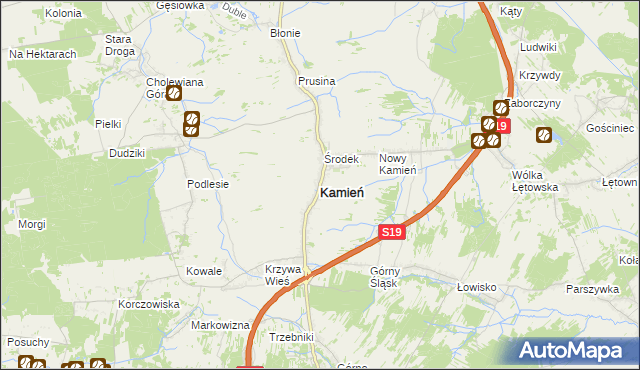 mapa Kamień powiat rzeszowski, Kamień powiat rzeszowski na mapie Targeo