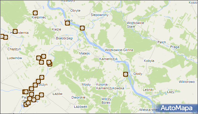 mapa Kamieńczyk gmina Sterdyń, Kamieńczyk gmina Sterdyń na mapie Targeo