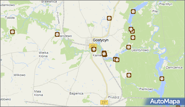 mapa Kamienica gmina Gostycyn, Kamienica gmina Gostycyn na mapie Targeo