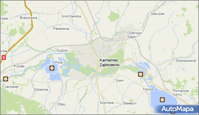 mapa Kamieniec Ząbkowicki, Kamieniec Ząbkowicki na mapie Targeo