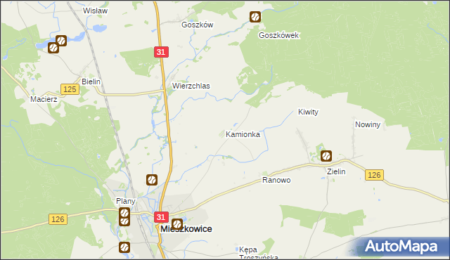 mapa Kamionka gmina Mieszkowice, Kamionka gmina Mieszkowice na mapie Targeo